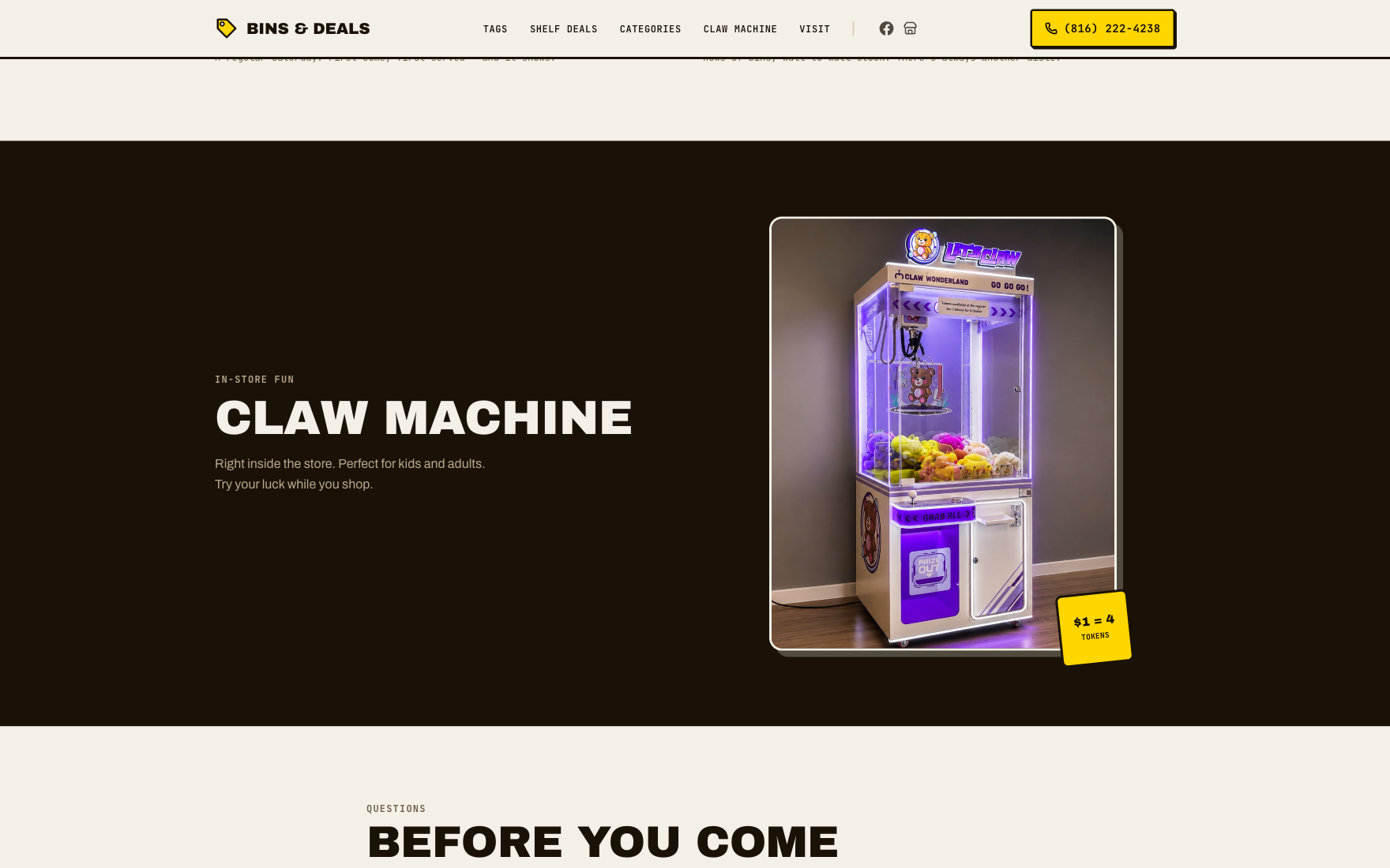 In-store claw machine promotional feature